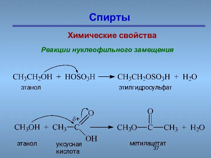 Спирты Химические свойства Реакции нуклеофильного замещения