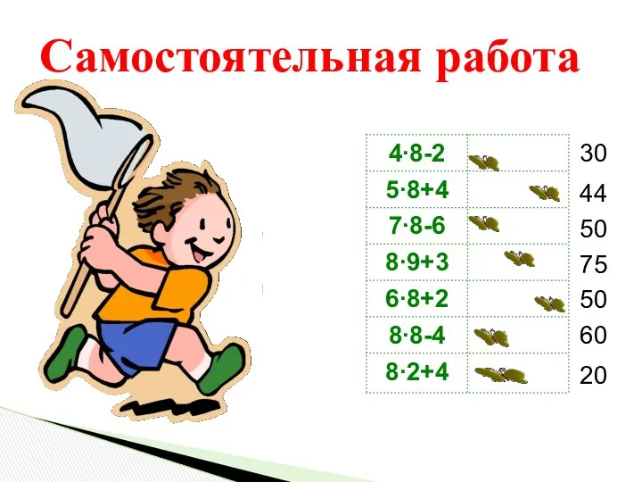 30 44 50 75 50 60 20 Самостоятельная работа