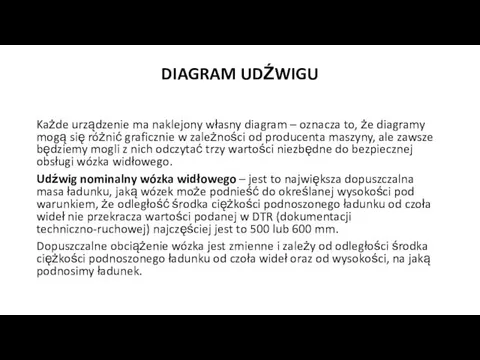 DIAGRAM UDŹWIGU Każde urządzenie ma naklejony własny diagram – oznacza