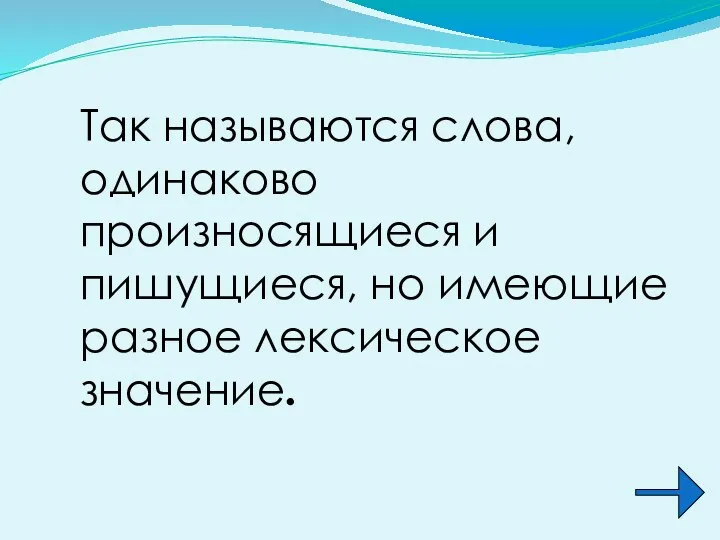 Так называются слова, одинаково произносящиеся и пишущиеся, но имеющие разное лексическое значение.