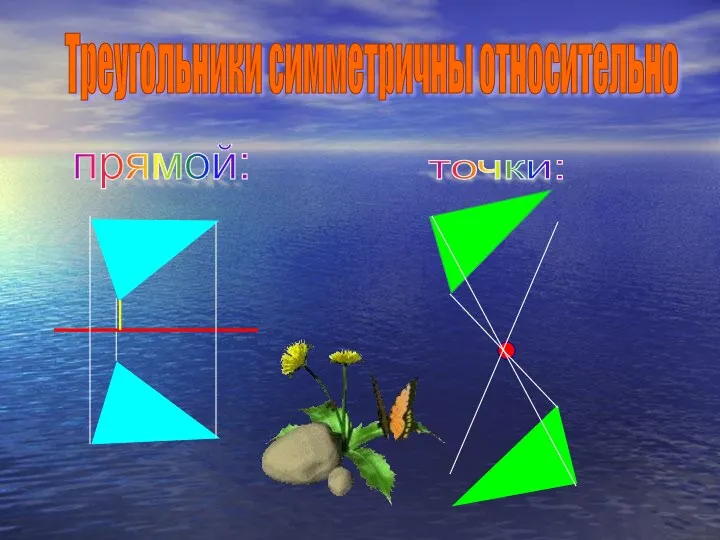 Треугольники симметричны относительно прямой: точки: