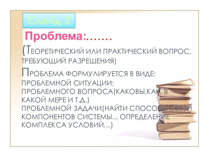 ……. (ТЕОРЕТИЧЕСКИЙ ИЛИ ПРАКТИЧЕСКИЙ ВОПРОС, ТРЕБУЮЩИЙ РАЗРЕШЕНИЯ) ПРОБЛЕМА ФОРМУЛИРУЕТСЯ В