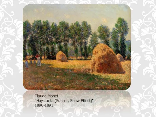 Claude Monet "Haystacks (Sunset, Snow Effect)" 1890-1891
