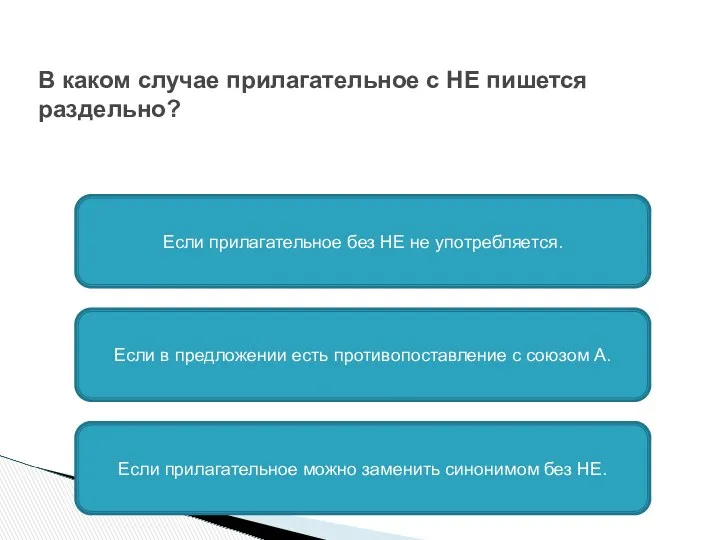 В каком случае прилагательное с НЕ пишется раздельно? Если в