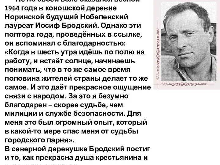 Не по своей воле оказался весной 1964 года в коношской деревне Норинской будущий