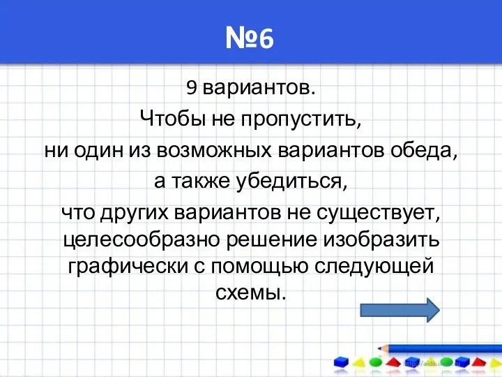 №6 9 вариантов. Чтобы не пропустить, ни один из возможных