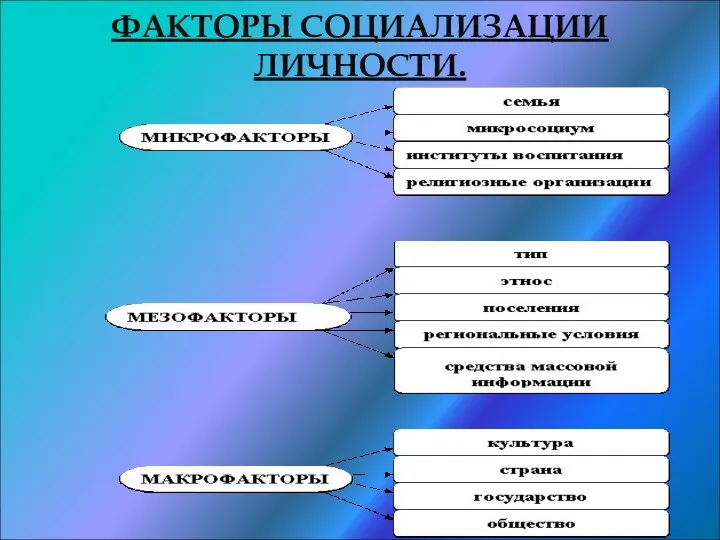 ФАКТОРЫ СОЦИАЛИЗАЦИИ ЛИЧНОСТИ.