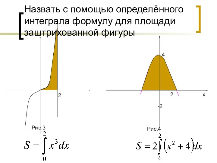 Назвать с помощью определённого интеграла формулу для площади заштрихованной фигуры