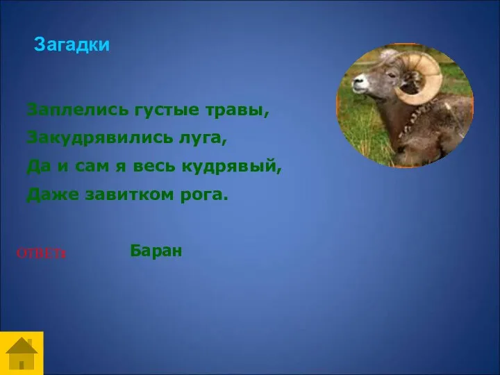 Загадки Заплелись густые травы, Закудрявились луга, Да и сам я