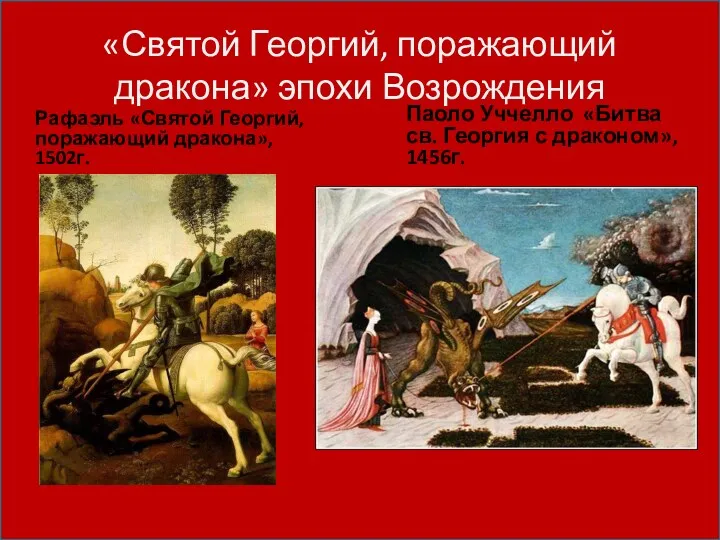«Святой Георгий, поражающий дракона» эпохи Возрождения Рафаэль «Святой Георгий, поражающий