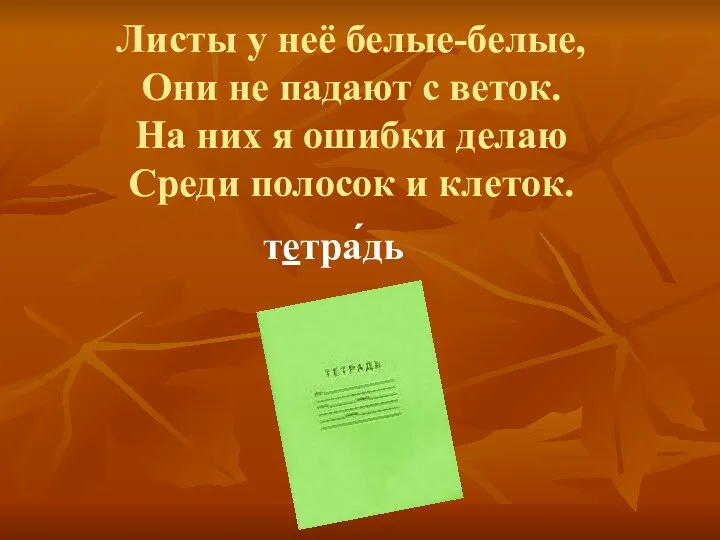 Листы у неё белые-белые, Они не падают с веток. На