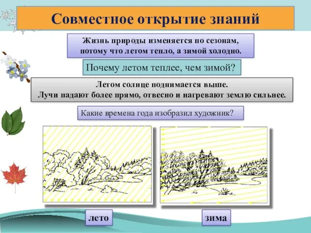 Почему летом теплее, чем зимой? Совместное открытие знаний Жизнь природы