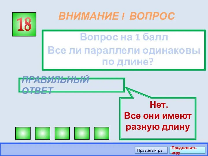 ВНИМАНИЕ ! ВОПРОС Вопрос на 1 балл Все ли параллели