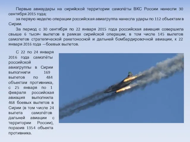 Первые авиаудары на сирийской территории самолёты ВКС России нанесли 30