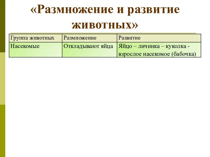 «Размножение и развитие животных»