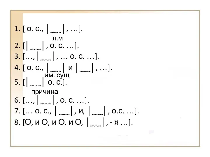 1. [ о. с., │˷˷˷˷│, …]. л.м 2. [│˷˷˷˷│, о.