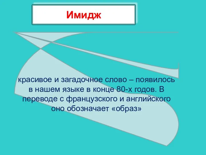 Имидж красивое и загадочное слово – появилось в нашем языке