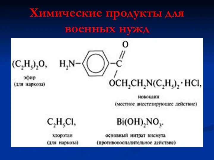 Химические продукты для военных нужд