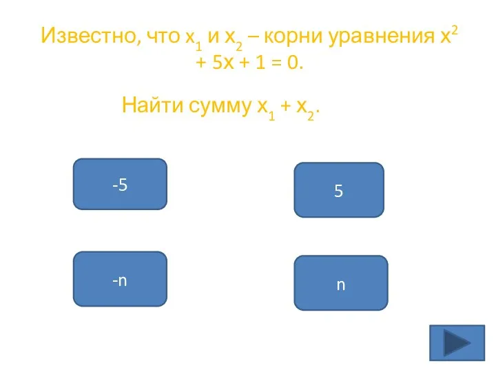 Известно, что x1 и х2 – корни уравнения х2 +