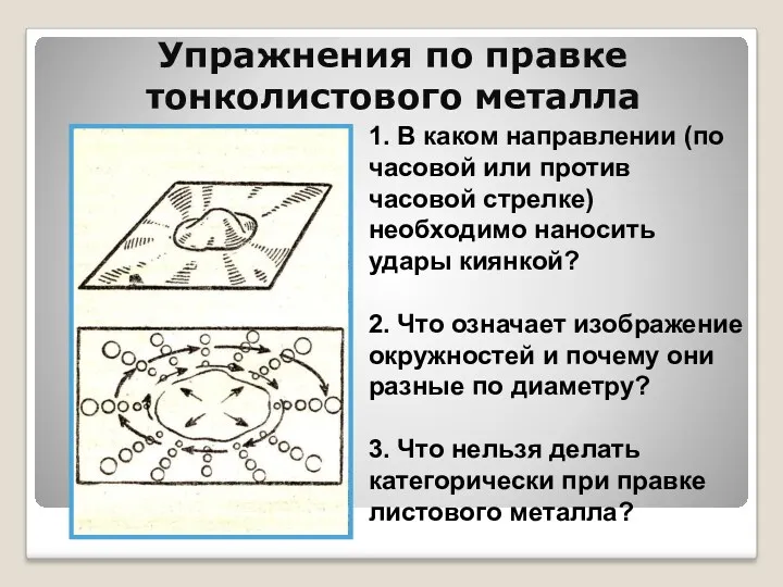 Упражнения по правке тонколистового металла 1. В каком направлении (по