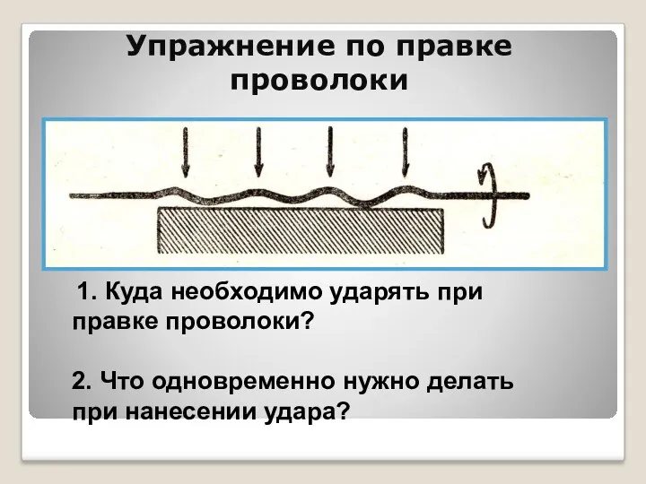 Упражнение по правке проволоки 1. Куда необходимо ударять при правке