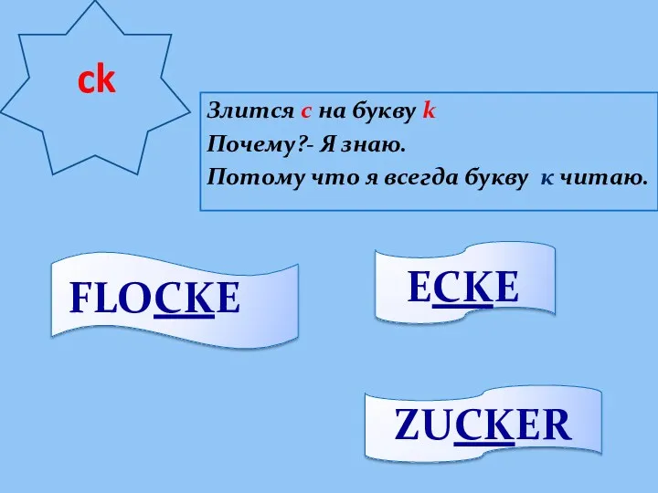 ck Злится c на букву k Почему?- Я знаю. Потому