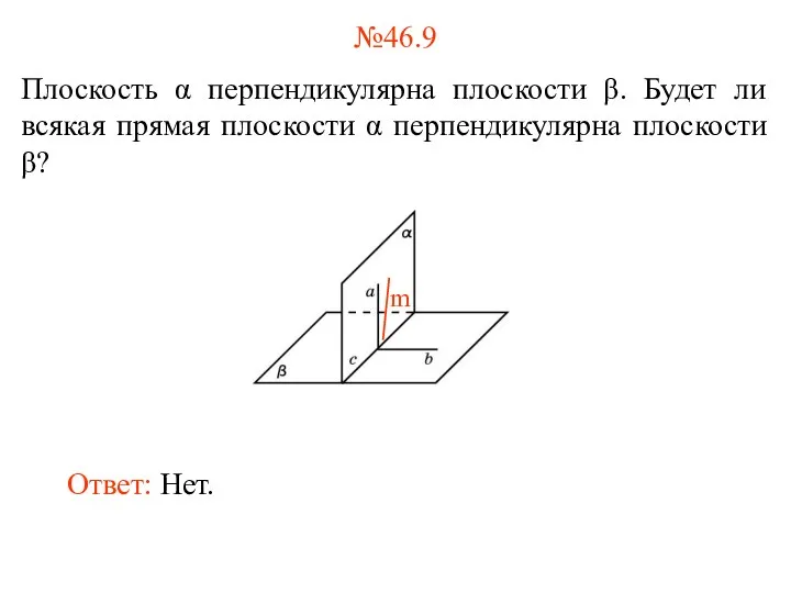 №46.9 Плоскость α перпендикулярна плоскости β. Будет ли всякая прямая