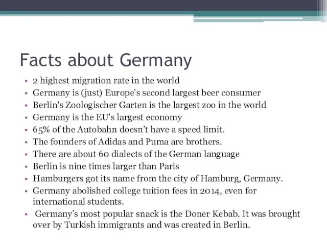 Facts about Germany 2 highest migration rate in the world