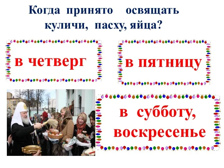 Когда принято освящать куличи, пасху, яйца?