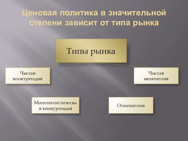 Ценовая политика в значительной степени зависит от типа рынка Типы