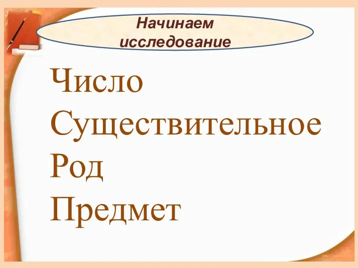 Число Существительное Род Предмет Начинаем исследование