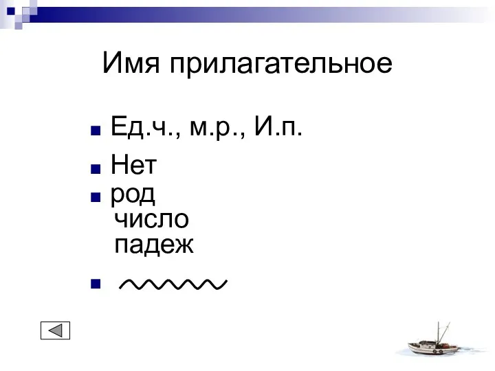 Имя прилагательное Ед.ч., м.р., И.п. Нет род число падеж