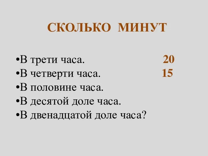 Сколько минут В трети часа. 20 В четверти часа. 15