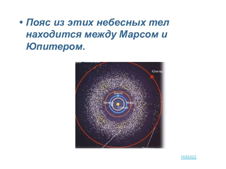 Пояс из этих небесных тел находится между Марсом и Юпитером. назад