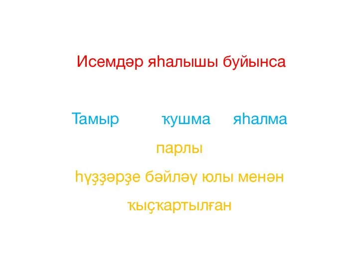 Исемдәр яһалышы буйынса Тамыр ҡушма яһалма парлы һүҙҙәрҙе бәйләү юлы менән ҡыҫҡартылған