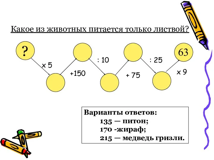 Какое из животных питается только листвой? Варианты ответов: 135 —