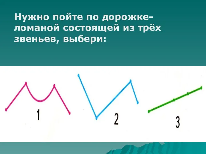 Нужно пойте по дорожке- ломаной состоящей из трёх звеньев, выбери: