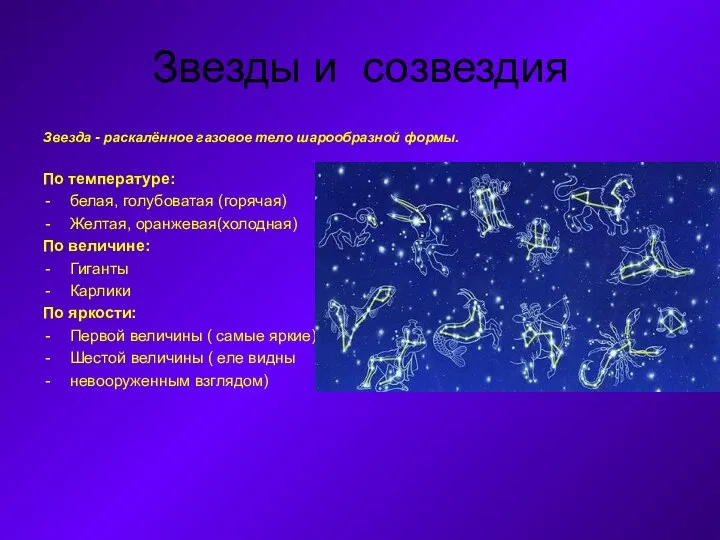 Звезды и созвездия Звезда - раскалённое газовое тело шарообразной формы.