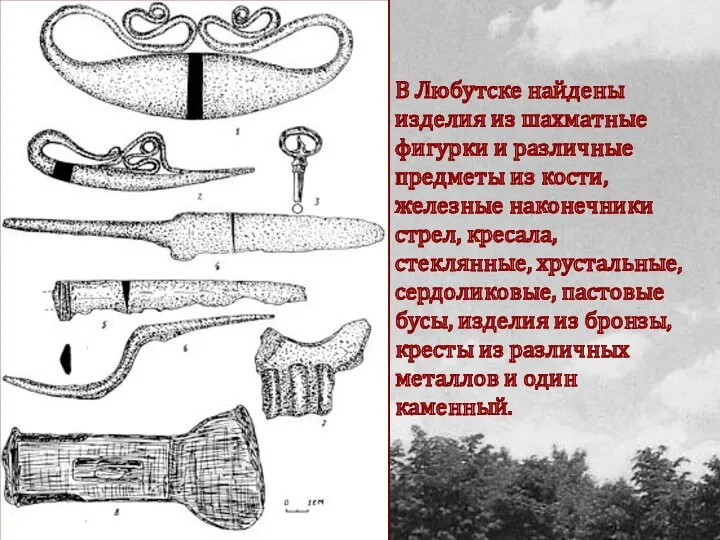 В Любутске найдены изделия из шахматные фигурки и различные предметы