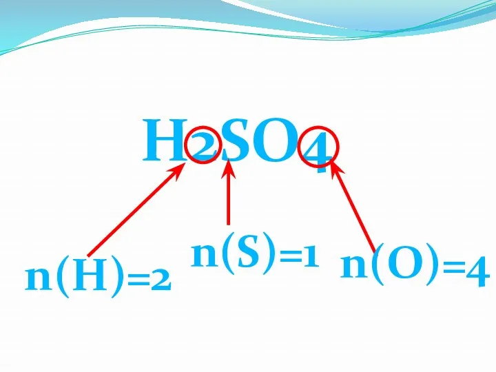 H2SO4 n(H)=2 n(S)=1 n(O)=4