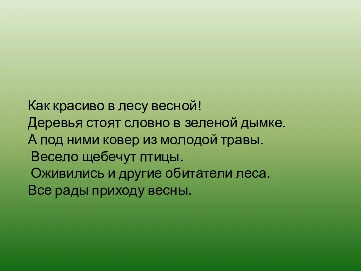 Как красиво в лесу весной! Деревья стоят словно в зеленой