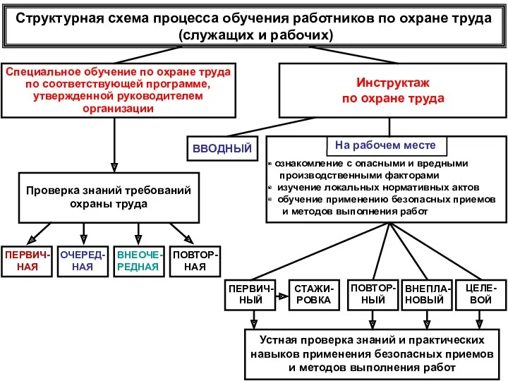 Инструктаж по охране труда Специальное обучение по охране труда по соответствующей программе, утвержденной руководителем организации ВВОДНЫЙ