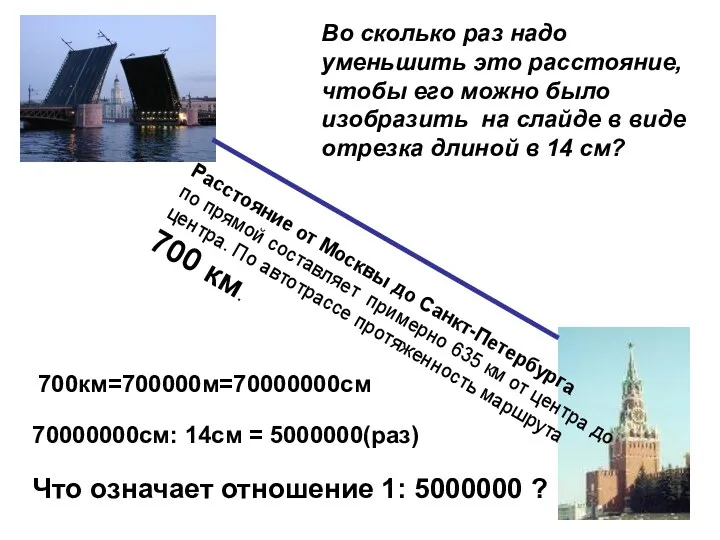 Расстояние от Москвы до Санкт-Петербурга по прямой составляет примерно 635