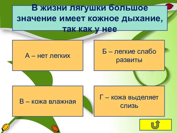 В жизни лягушки большое значение имеет кожное дыхание, так как