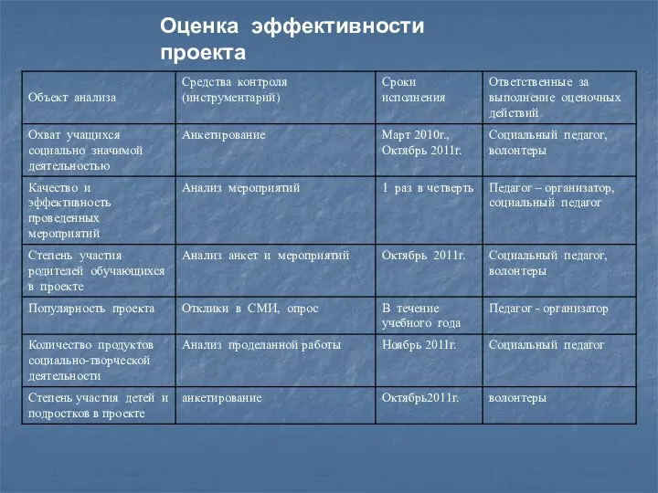 Оценка эффективности проекта