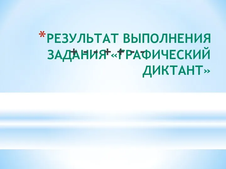 РЕЗУЛЬТАТ ВЫПОЛНЕНИЯ ЗАДАНИЯ «ГРАФИЧЕСКИЙ ДИКТАНТ» + - - + + - -