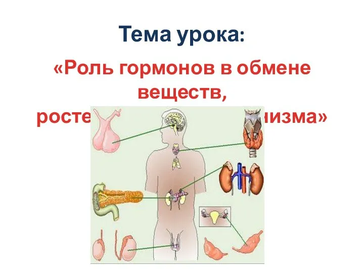 Тема урока: «Роль гормонов в обмене веществ, росте и развитии организма»