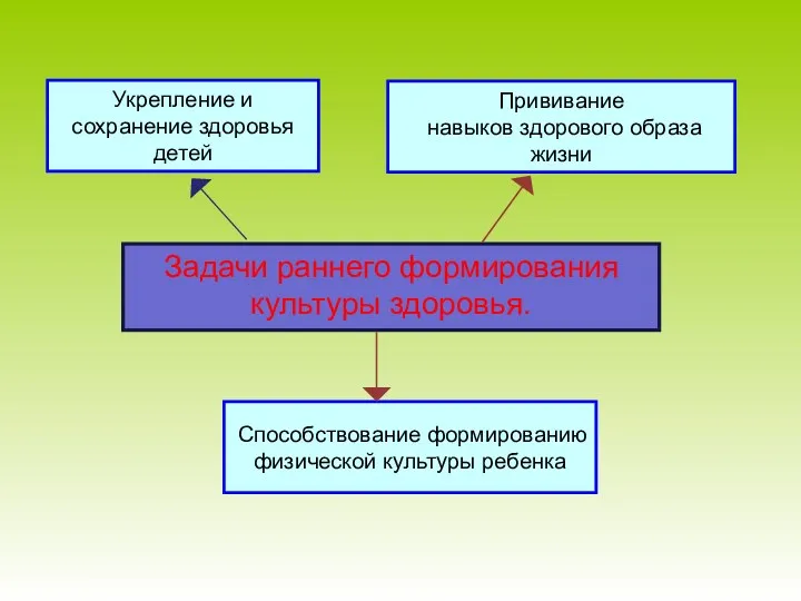 Укрепление и сохранение здоровья детей Прививание навыков здорового образа жизни