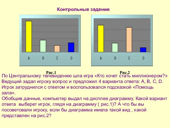 Контрольные задания По Центральному телевидению шла игра «Кто хочет стать