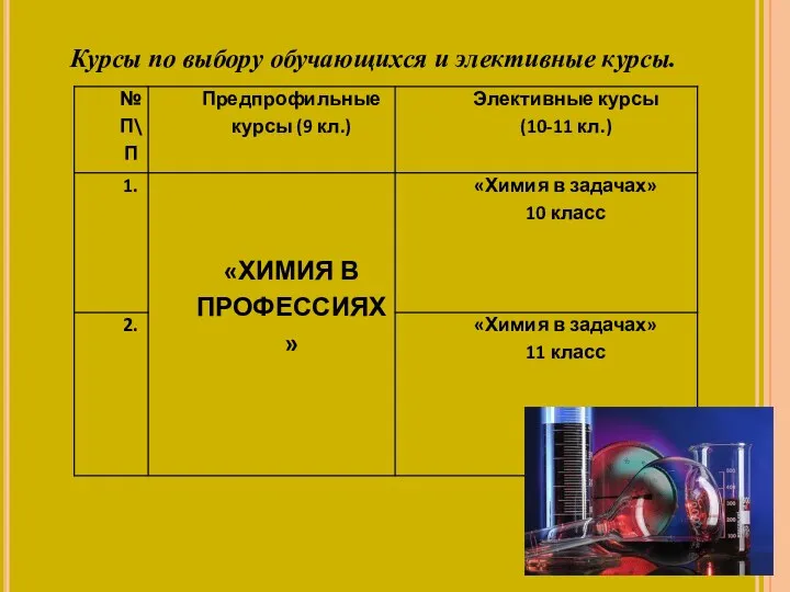 Курсы по выбору обучающихся и элективные курсы.